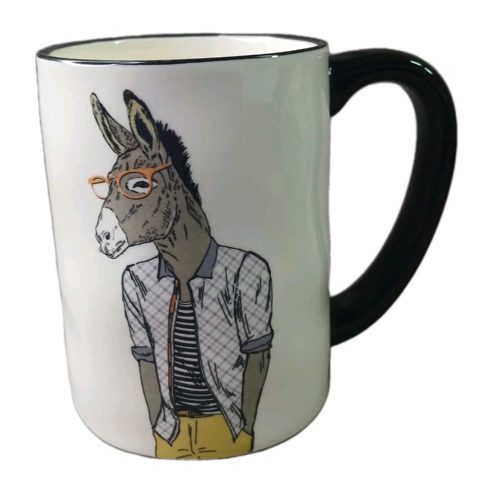 Signature Hipster Mule Coffee Mug Tea Cup Stoneware Ceramic Chunky Unused Donkey
